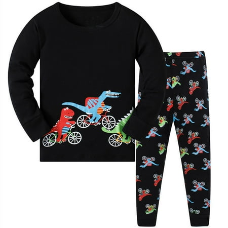 

XJDJHC Baby Boy Fall Clothes Toddler Cartoon Pajamas Set Boys Pajamas Dinosaur Cotton Kids 2 Piece Pj s Long Sleeve Sleepwear Clothes Set Fashion Streetwear 7-8 Years