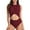 Dark Red, variant on Womens One Piece Swimsuit High Neck Monokinis Sexy Cut Out Backless Swimwear