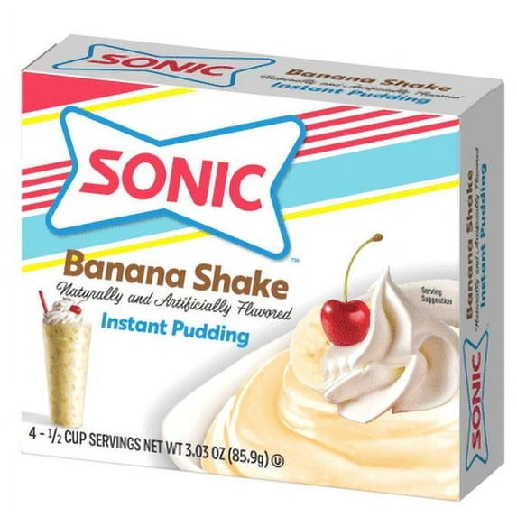 Sonic Banana Shake Instant Pudding Mix, 4 Servings, 3.03 oz Shelf-Stable Cardboard Box (Pack of 3)