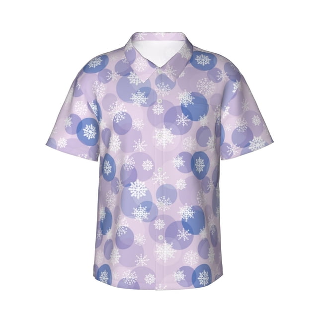 Balery Winter With Snowflakes Camisas hawaianas de manga corta para hombre, camisas playeras de corte holgado, camisas de vacaciones con botones,XX-Large
