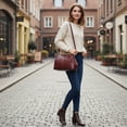thumbnail image 5 of HUISZJ PU Leather Shoulder Bag, Large Capacity Shoulder Bag with Adjustable Strap, Kiss Lock Crossbody Bag for Travel Shopping Work (Red), 5 of 6