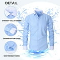 thumbnail image 3 of YLSDY Men's Dress Shirts Long Sleeve Summer Button Down Shirts Loose Fit Comfy Casual Tees Lightweight Stylish Tops 2025 Light Blue XXL, 3 of 4