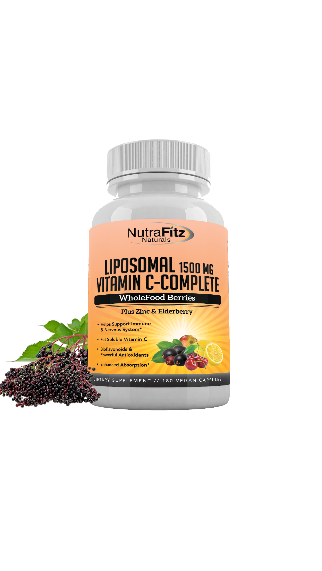 Liposomal Vitamin C Capsules With Zinc, Organic Elderberry, Amla, Camu