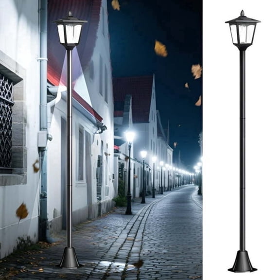 Vintage 67 Inch Solar Lamp Post Light Outdoor – Waterproof LED Pathway Lighting with Adjustable Pole for Lawn, Garden, Driveway, Patio