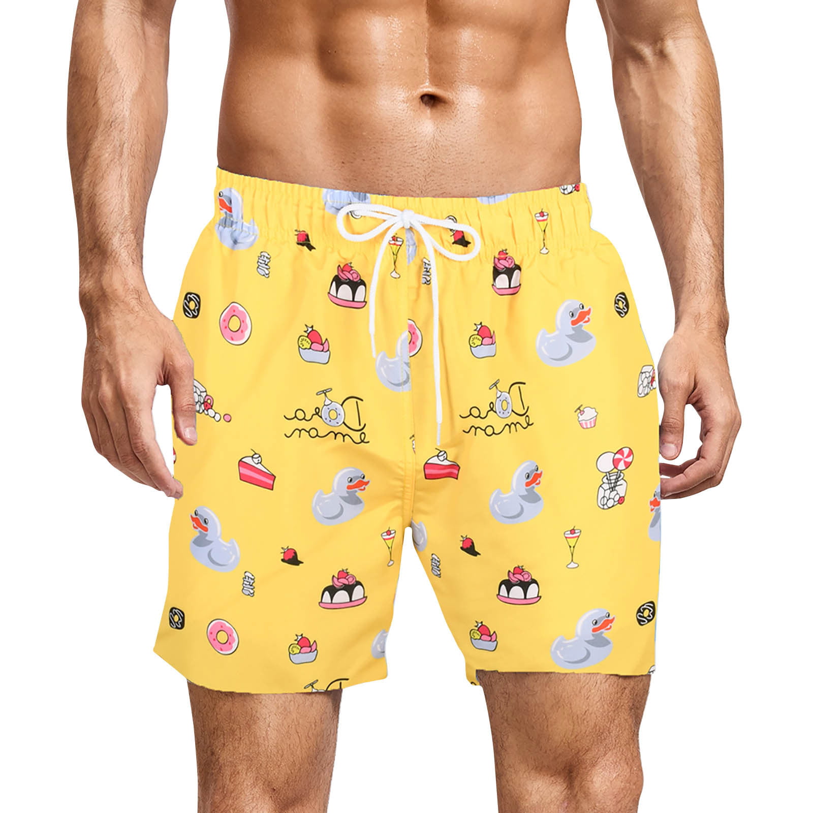 Mens Swim Trunks 5 Inch Inseam Bathing Suit Men Quick Dry Beach Shorts Mens  Swim Shorts No Mesh Lining Swimwear Yellow at  Men's Clothing store