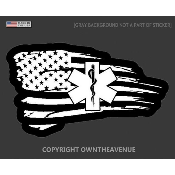 EMS Paramedic EMT Star of Life Medic Medical American Flag Sticker Decal 5"