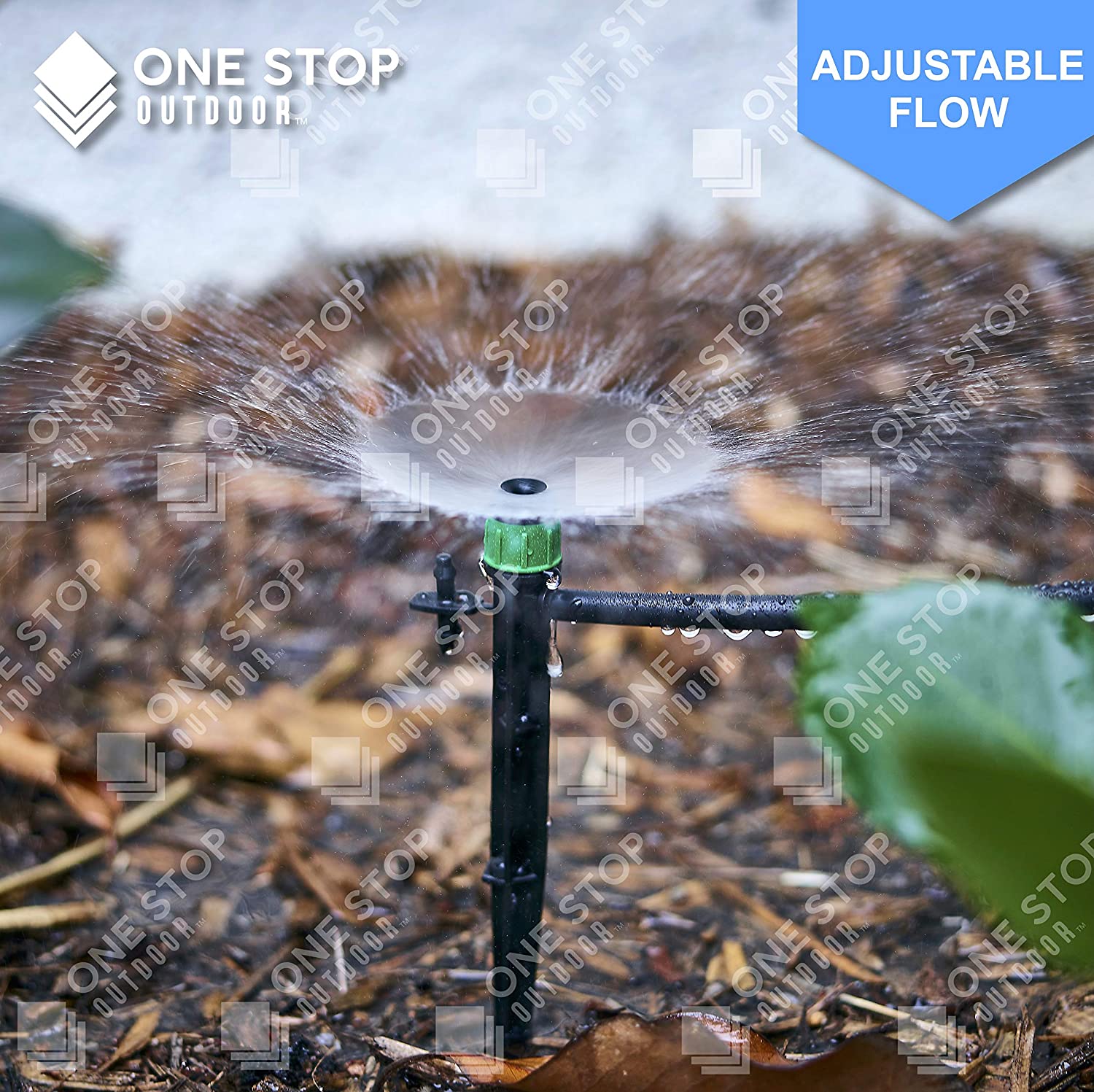 (100-PACK) - 1/4" Inch 360 Degree Drip Emitter On 6" Stake Sprayer Adjustable Flow 0-20 GPH, Fits 1/4 (4-6mm) Irrigation Tubing - Micro Bubbler Drippers for Drip Irrigation