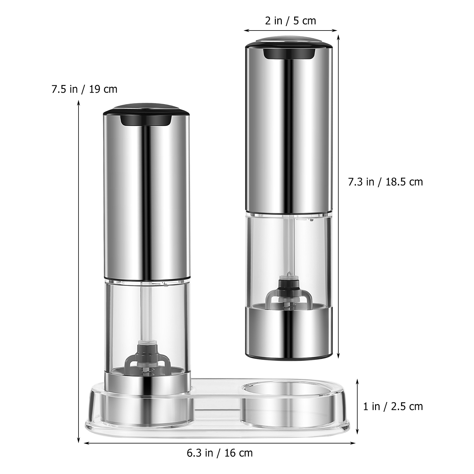 Electric Salt and Pepper Grinder Set, Automatic Pepper Mill Grinder w/Charge Base,Adjustable Coarseness