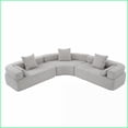 thumbnail image 6 of Budget-Friendly Modern Curved Modular 4-Seater Boucle Sofa | Upholstered Gray Living Room Couch with Pillows, 6 of 26