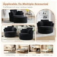 thumbnail image 4 of Muumblus Chenille Swivel Accent Chair Barrel Chair, Oversized Comfy Armchair with Pillows, Modern Leisure Sofa Chair for Living Room Bedroom, Black, 4 of 8