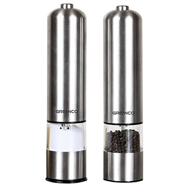 Greenco Automatic Electric Pepper Mill and Salt Grinder, Stainless