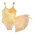 thumbnail image 5 of Girls Two-Piece Swimwear Set for Girls Long Sleeve Rash Guard with Swim Shorts UPF50+ Sun for Beach Pool, 7-8 Years, Yellow, 5 of 5