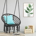 thumbnail image 2 of Hammock Chair Macrame Swing, Room Decor Handmade Knitted Hanging Cotton Rope Chair for Bedroom Living Room Patio Deck Yard, White/Black/Gray, 2 of 7