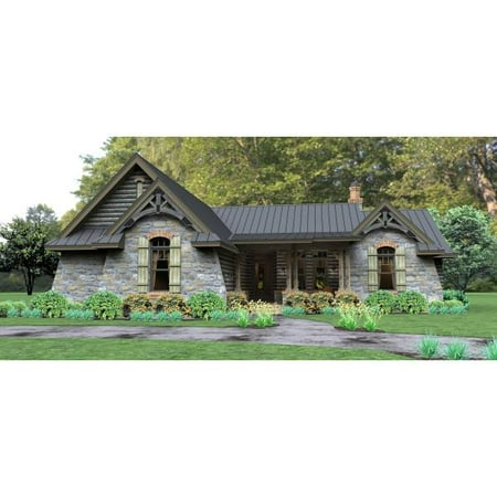 - TheHouseDesigners-4514 Construction-Ready Cottage Lake House Plan with Slab Foundation (5 Printed Sets)