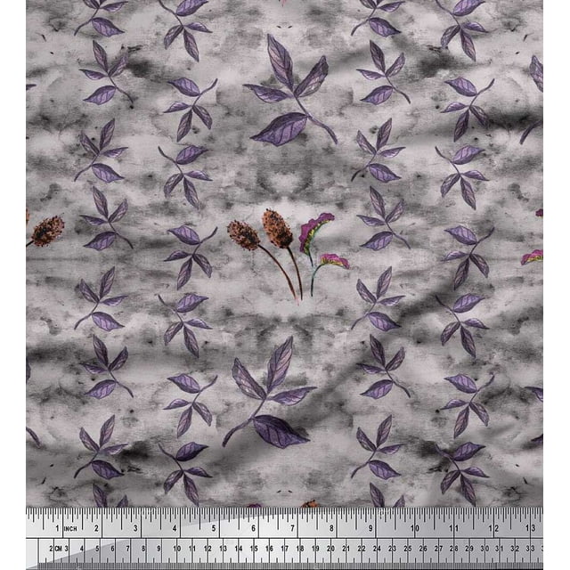 Soimoi Cotton Poplin FabricLeaves Print Fabric by Yard 56 Inch Wide