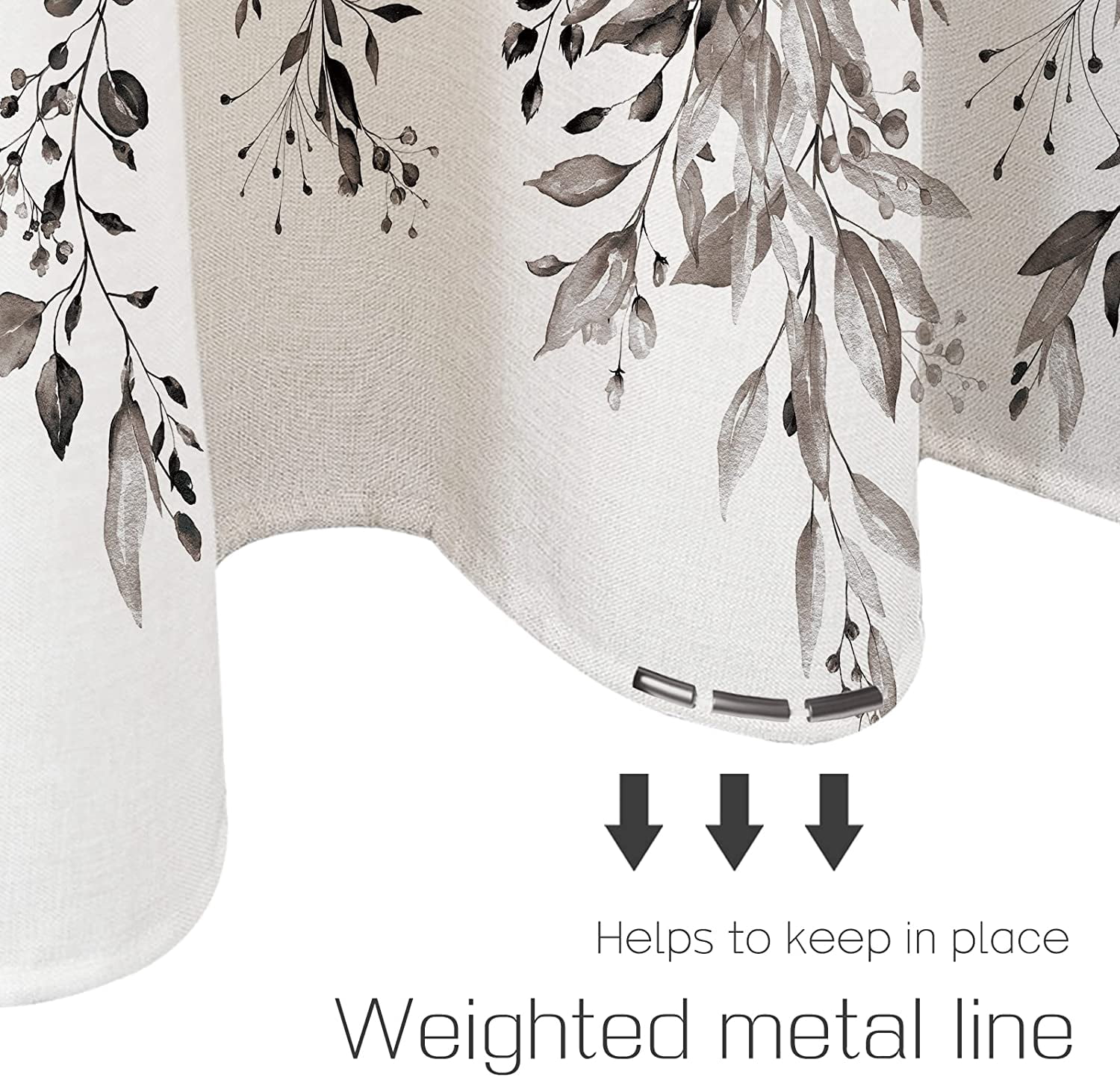 Black Eucalyptus Shower Curtain Sets, Watercolor Grey Leaves on The Top Plant with Floral Bathroom Decoration 36x72 Inch with Hooks