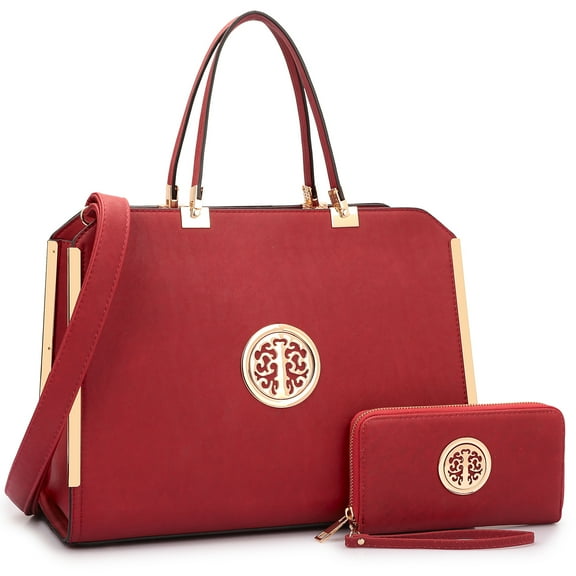 Dasein Women Large Satchel Handbag Shoulder Purse top Handle Work Bag Tote with Matching Wallet