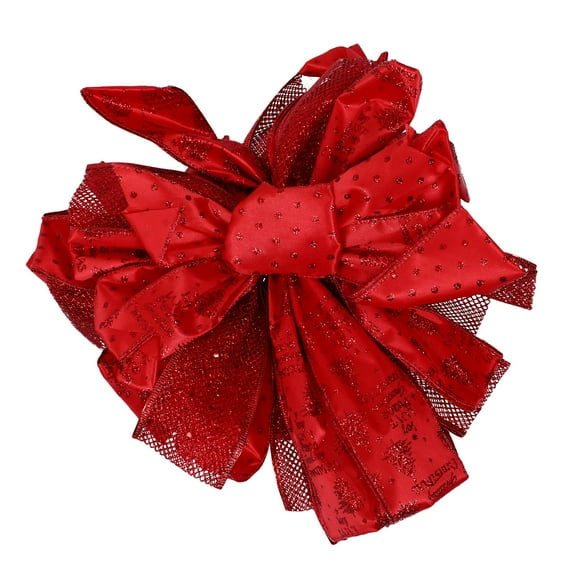 ROSENICE 1Pcs Bow Tree Topper Metal for Home Christmas Tree Accessory Red