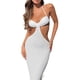 thumbnail image 4 of SAYOO LAdidas Hollow bodycon dress, Summer Women #39;s Solid Low neck sin mangas back stranded Beach dress SAYOO moda, 4 of 5