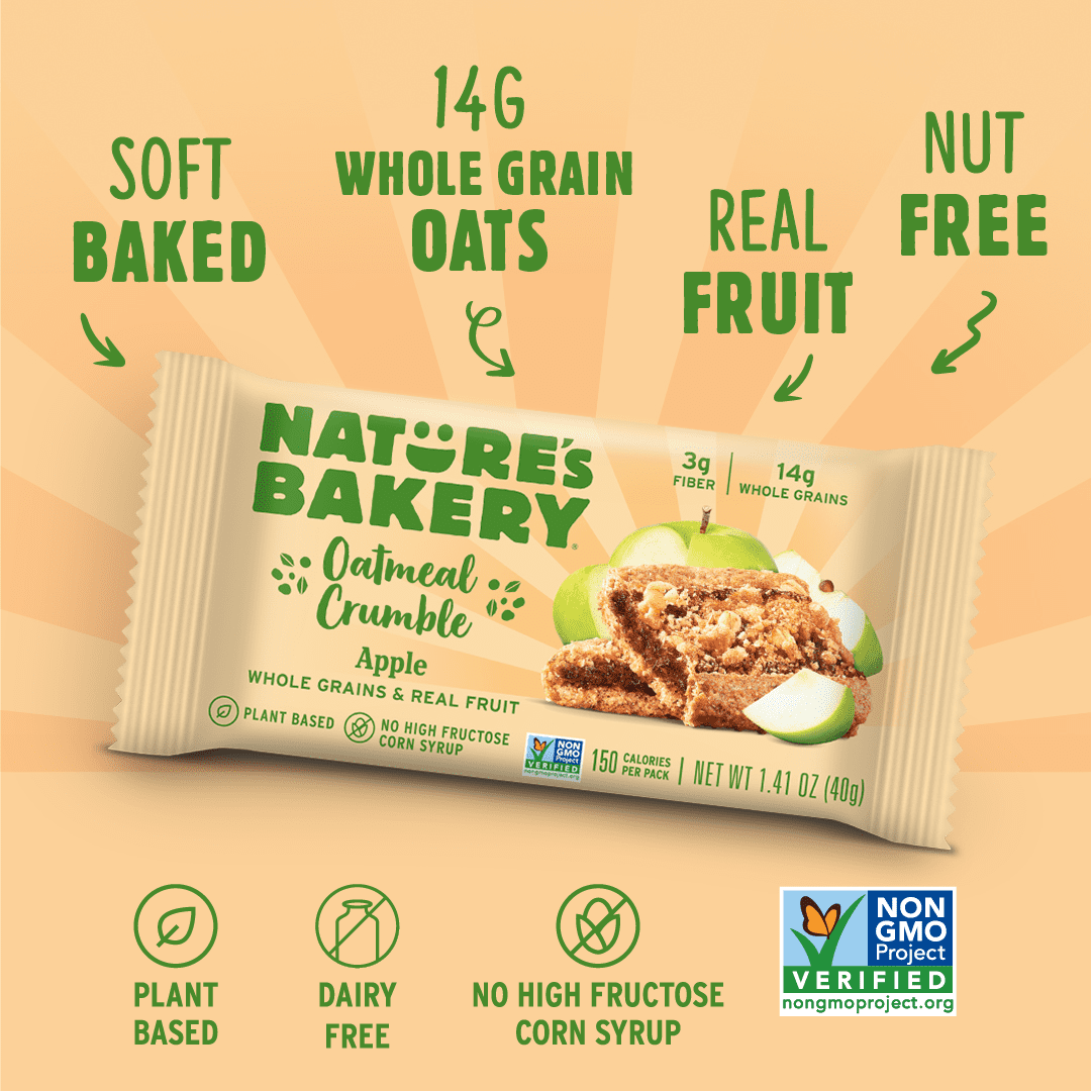 Nature's Bakery Oatmeal Crumble Variety Pack, 1.41 oz Snack Bars (36 Ct), Non-GMO, Plant-Based