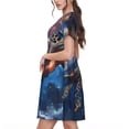 thumbnail image 2 of Disketp Night Sky Turtle para Vestido de Manga Corta para Mujeres, Vestidos de Verano para Mujeres, Casual y Holgado para la Playa, 2 of 6
