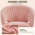 thumbnail image 3 of Wubio Home Office Chair Velvet Desk Chair, Upholstered Modern Swivel Chair with Tufted Barrel Back, Rolling Wheels for Office, Study, Vanity-Pink, 3 of 11