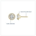 thumbnail image 3 of DIAMONBLISS 10K Real Solid Gold Halo Earrings for Women | 10K Yellow Gold Round Halo Studs | 1 Carat Cubic Zirconia CZ Diamond Simulant, 3 of 5