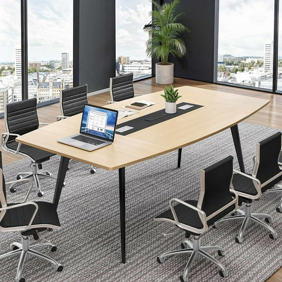 XgoodX 6FT Conference Table with Power Outlets Office Computer Desk Workstation Table