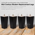 thumbnail image 2 of LAVANE 6 Inch / 15 cm Wooden Furniture Legs Set of 4 Mid-Century Modern Solid Wood Square Pyramid Black Replacement Feet with 5/16" Hanger Bolt & Mounting Plate for DIY Cabinet Sofa Couch Ottoman, 2 of 7