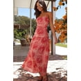 thumbnail image 5 of Womens Summer Graphic Print Spaghetti Strap Sleeveless A-Line Maxi Dress (M, MultiBlue), 5 of 7