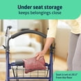 thumbnail image 5 of Andador de acero Medline con asiento, rojo, capacidad de peso de 136 kg, ruedas de 20 cm, plegable, asas ajustables, para personas mayores con movilidad reducida, 5 of 5