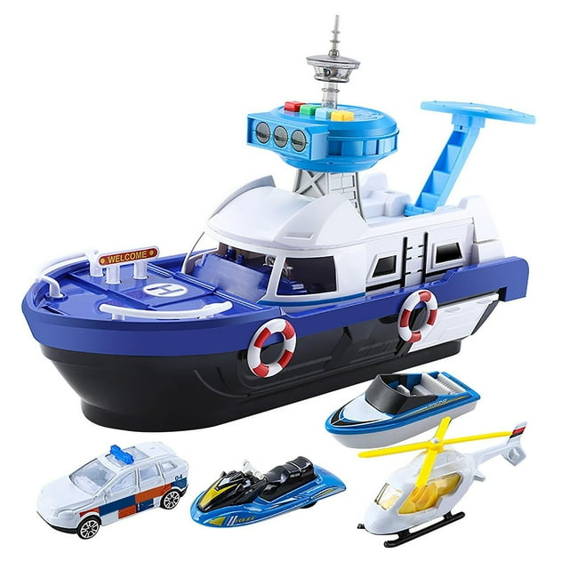 Modelo de barco de juguete con barcos de transporte de automóviles de aleación para niños
