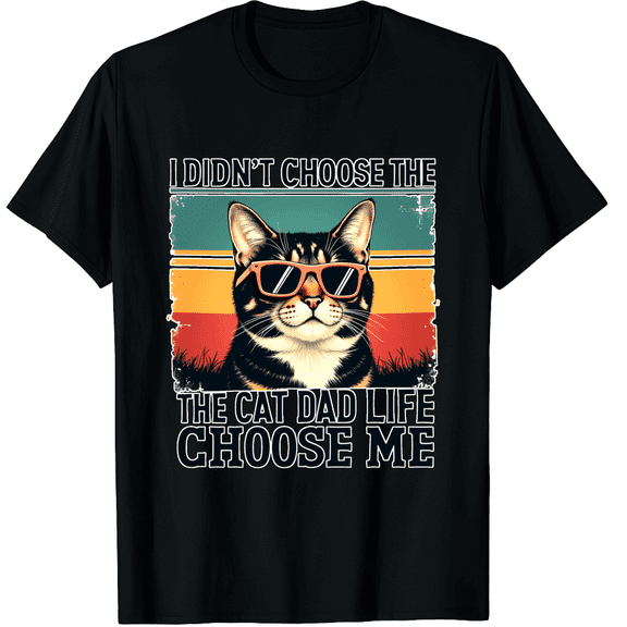 Cat Dad Life Funny Pet Lover Mens T-Shirt - Retro Cat Graphic