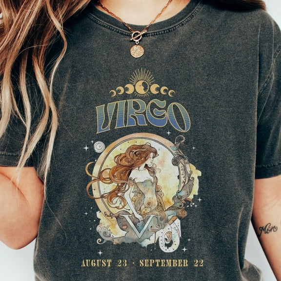 DOPASHIRT Zodiac Virgo Whimsigoth Tee, Zodiac Birthday Gift For Virgo Shirt, Celestial Virgo Shirt Trendy Oversize, Astrology T Shirt Unisex S-5XL Hot Trending Shirt, Vintage Birthday Gift