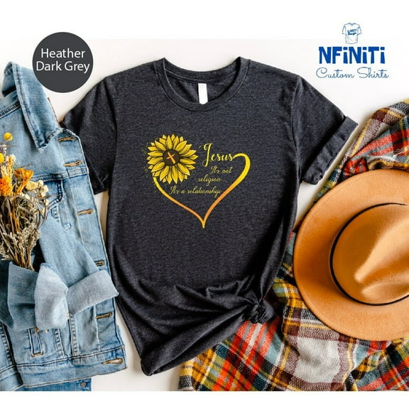 Sunflower Heart Christian T-Shirt, Religious Gift All Size S-5Xl