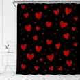 thumbnail image 3 of Valentine''s Day Shower Curtain Black Red Heart Polka Dot Sweet Romantic Love Creative Bathroom Curtains Decor Fabric Set Include Hooks,(70" WX70 H), 3 of 4