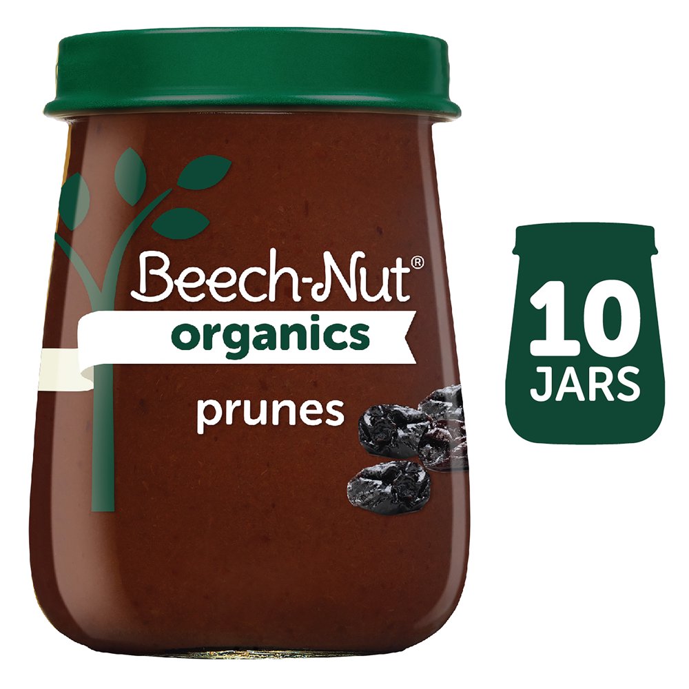 (10 Pack) BeechNut Organics Stage 1, Prunes Baby Food, 4 oz Jar