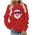 thumbnail image 5 of SYMOID Womens Red Christmas Sweatshirt, Cute Santa Graphic 100% Cotton Loose Crewneck, Festive Holiday Pullover S-XXL,Size XL, 5 of 6