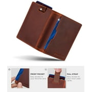 Serman Brands Travel Wallet | RFID Blocking | Bifold Slim Genuine Leather | Thin Minimalist | Front Pocket Wallets for Men | Billfold | Canyon Red