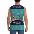 thumbnail image 4 of Goofa Let's go Travel Printed Men's Sleeveless T-Shirt - Athletic Gym Workout Tank Top for Men - Moisture-Wicking, UPF 30+ Quick-Dry Muscle Tee-XX-Large, 4 of 8