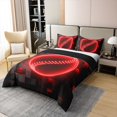 thumbnail image 3 of Erosebridal Red Baseball 100% Cotton Comforter Cover Full, Neon Softball Bedding Full Size, Square Geometry Decor, Reversible 3pcs（No Comforter）, 3 of 6