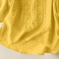 thumbnail image 3 of kaprioy Linen Shirts for Women Summer Retro Embroidered 3/4 Sleeve Boho Tops Dressy Casual Blouses Teacher Loose Tunics Yellow, XXL, 3 of 7