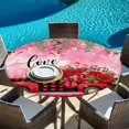 thumbnail image 6 of Valentine's Day Round Tablecloth, Fitted Table Cover with Elastic for 55"-60" Round Tables, Red Plaid Truck Love Roses Leaves Pink Table Cloth Outdoor Indoor Dinning Party Waterproof Tablecloths, 6 of 7