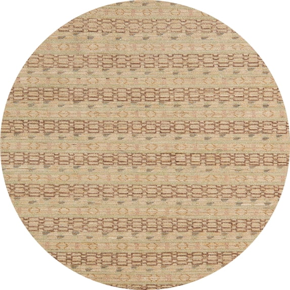 Ahgly Company Indoor Round Abstract Yellow Abstract Area Rugs, 8' Round
