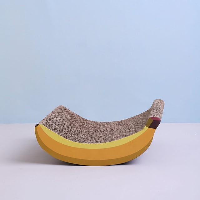 Rascador para gatos con forma de plátano, divertido y adorable papel corrugado. Rascador para gatos y gatitos con forma de plátano.