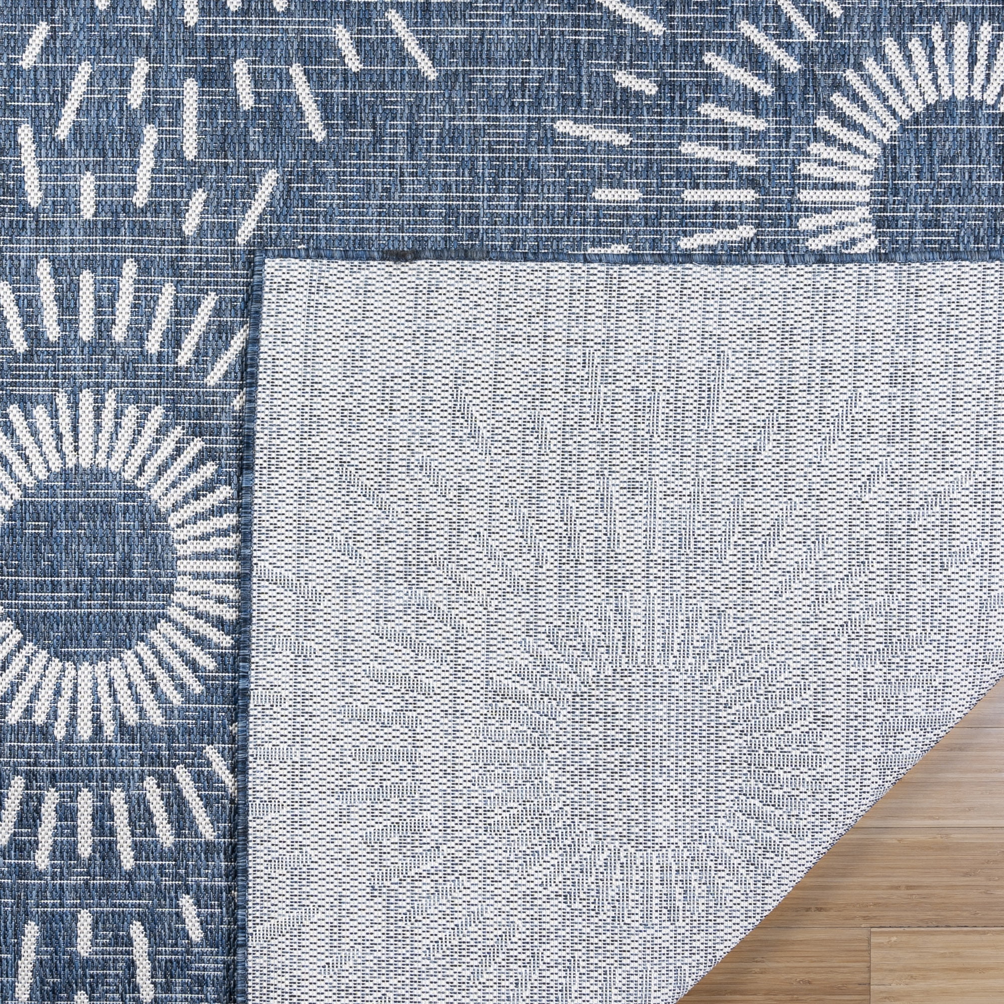 Savara Ziba Indoor/ Outdoor Polypropylene Navy Flat Weave Area Rug, 9x13