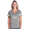 thumbnail image 1 of Womens Ohio Map Football V-Neck T-Shirt, 1 of 5