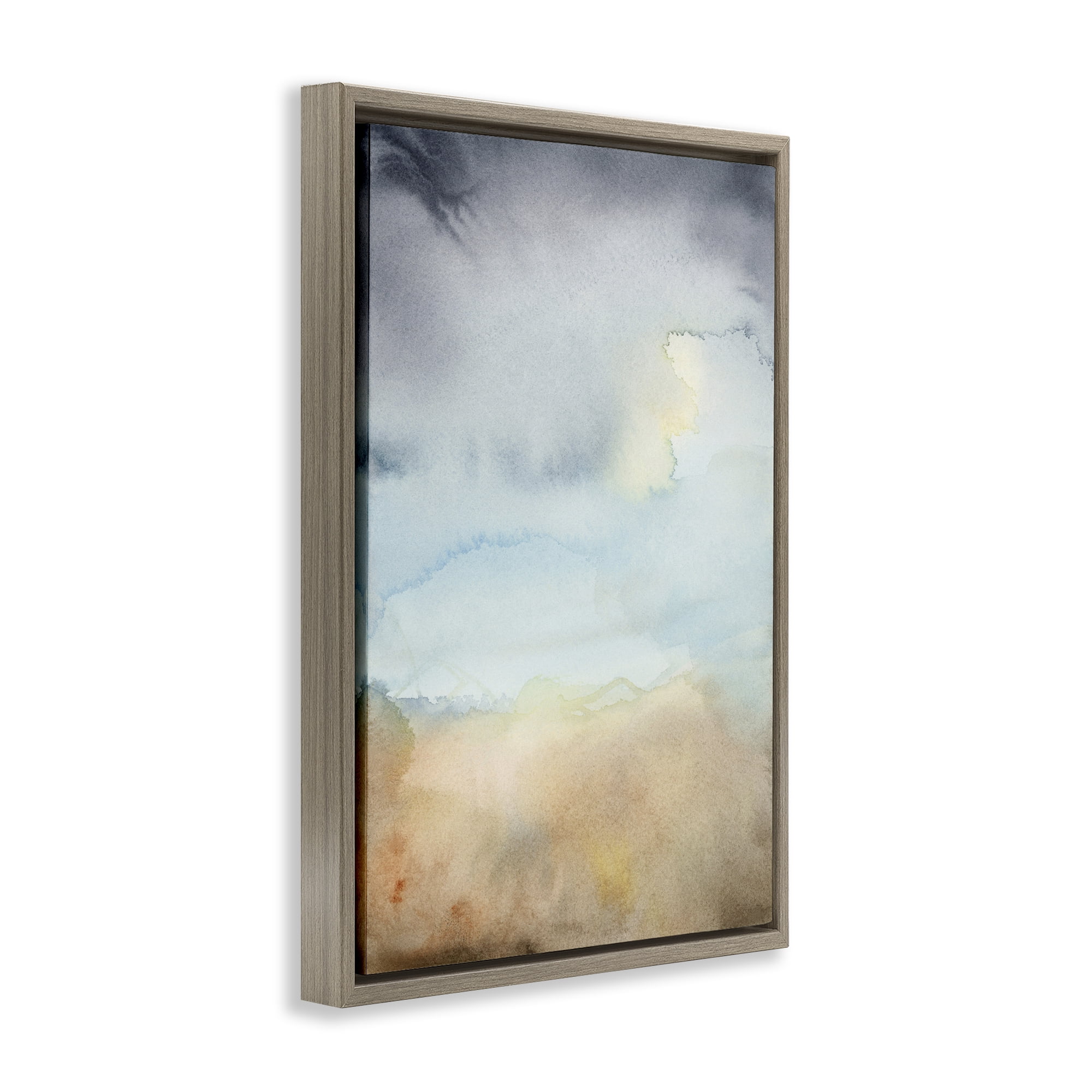 Stupell Industries Soft Fluid Landscape Abstract Painting Brown Floater Framed Canvas Art Print Wall Art, 21 x 31