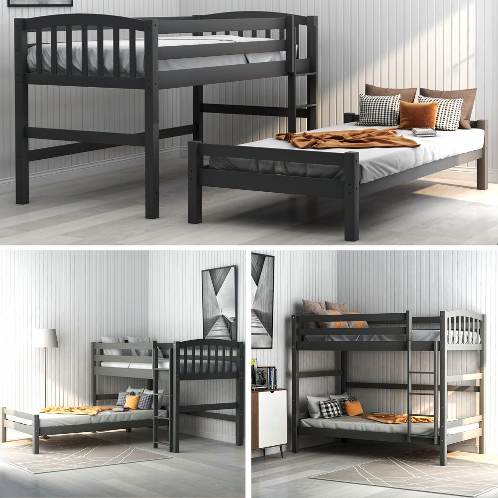 Euroco Wood Twin Over Twin Bunk Bed Or Twin Loft Bed With One Twin Bed