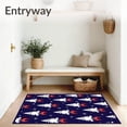 thumbnail image 3 of ODIKA 4'x6' Machine Washable Non-Slip Area Rug, Joyful Evergreen Wonderland Decorative Celebration High Traffic Rug, Blue, 621299, 3 of 7